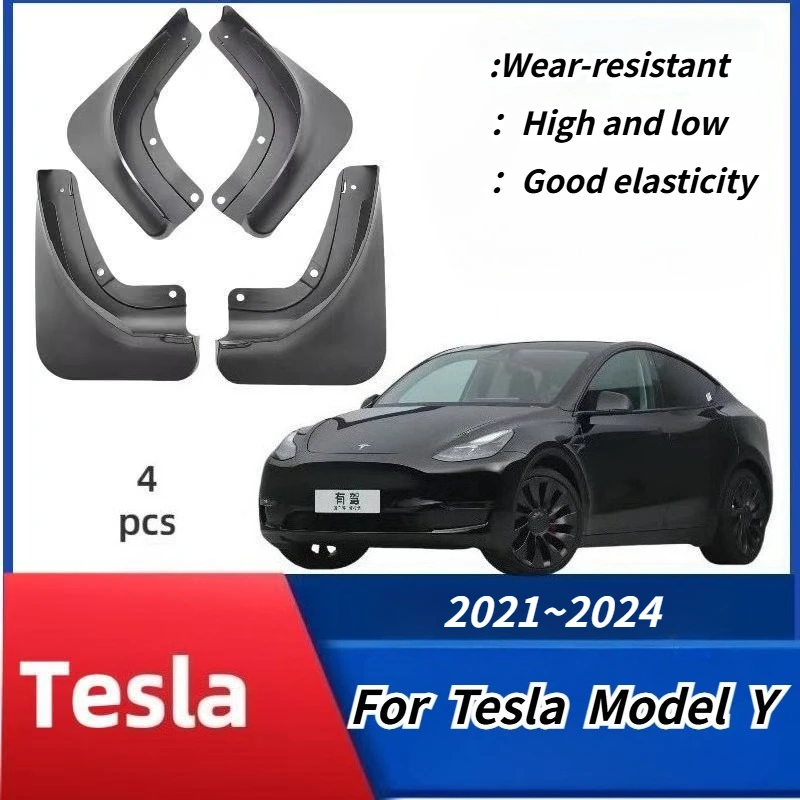 Car Mud Flaps Mudguards 4Pcs Wheel Splash Fender Accessories For Tesla Model Y 2021 2022 2023 2024
