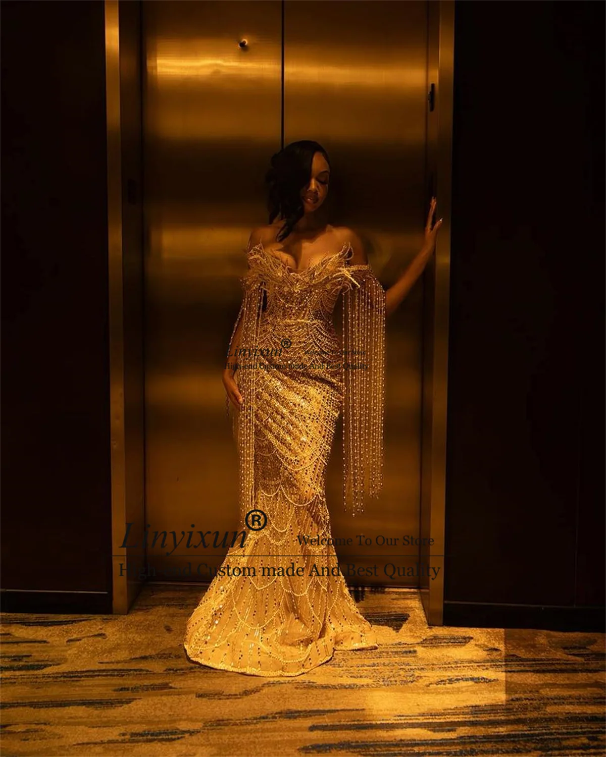 Dubai African Mermaid Prom Dress Glitter Rhinestones Crystal Floar robes de soirée Customized Evening Party Gown For Black Girl