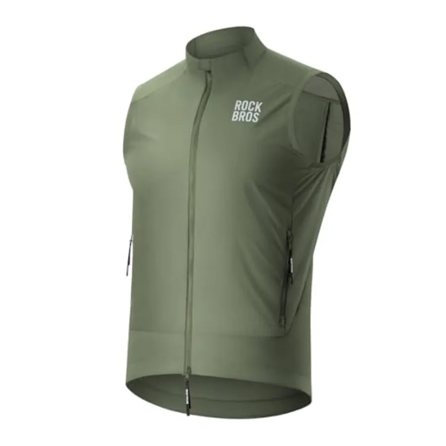 

ROCKBROS Cycling Vest for Men Windproof Sleeveless Jacket Two-way zipper Gilet Super-Light Coat for Cycling Hiking Running