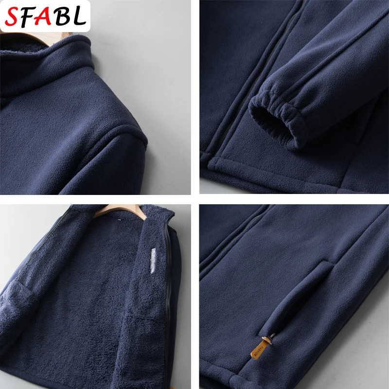 Luxuriöse Herren-Fleecejacke Winter-Thermo-Fleecejacke Winddichte Warme Winterjacke Herren-Sportmantel Wander- und Outdoor-Sportbekleidung – Detail 7