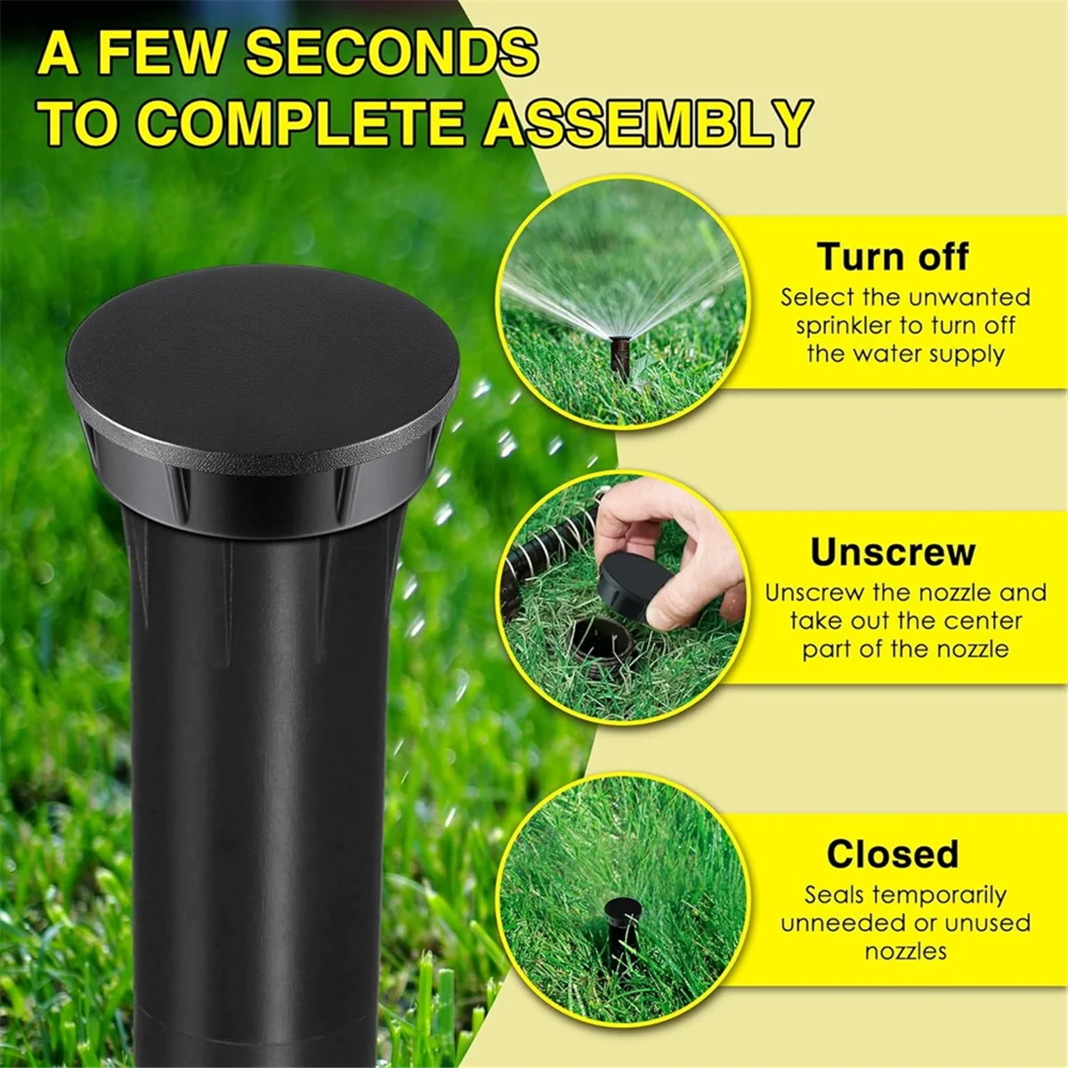 

AA25 5 Pack Sprinkler Head Cap for Sprinklers, Shut Off Cap,Black Head Cap