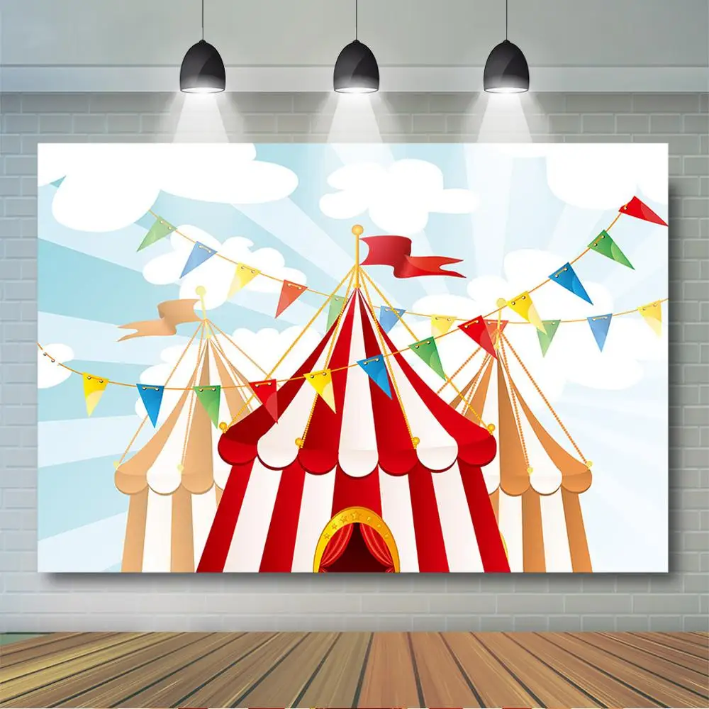 Mocsicka circo pano de fundo tendas de circo carnaval fundo crianças festa de aniversário banner primeiro aniversário bolo quebra foto fundo
