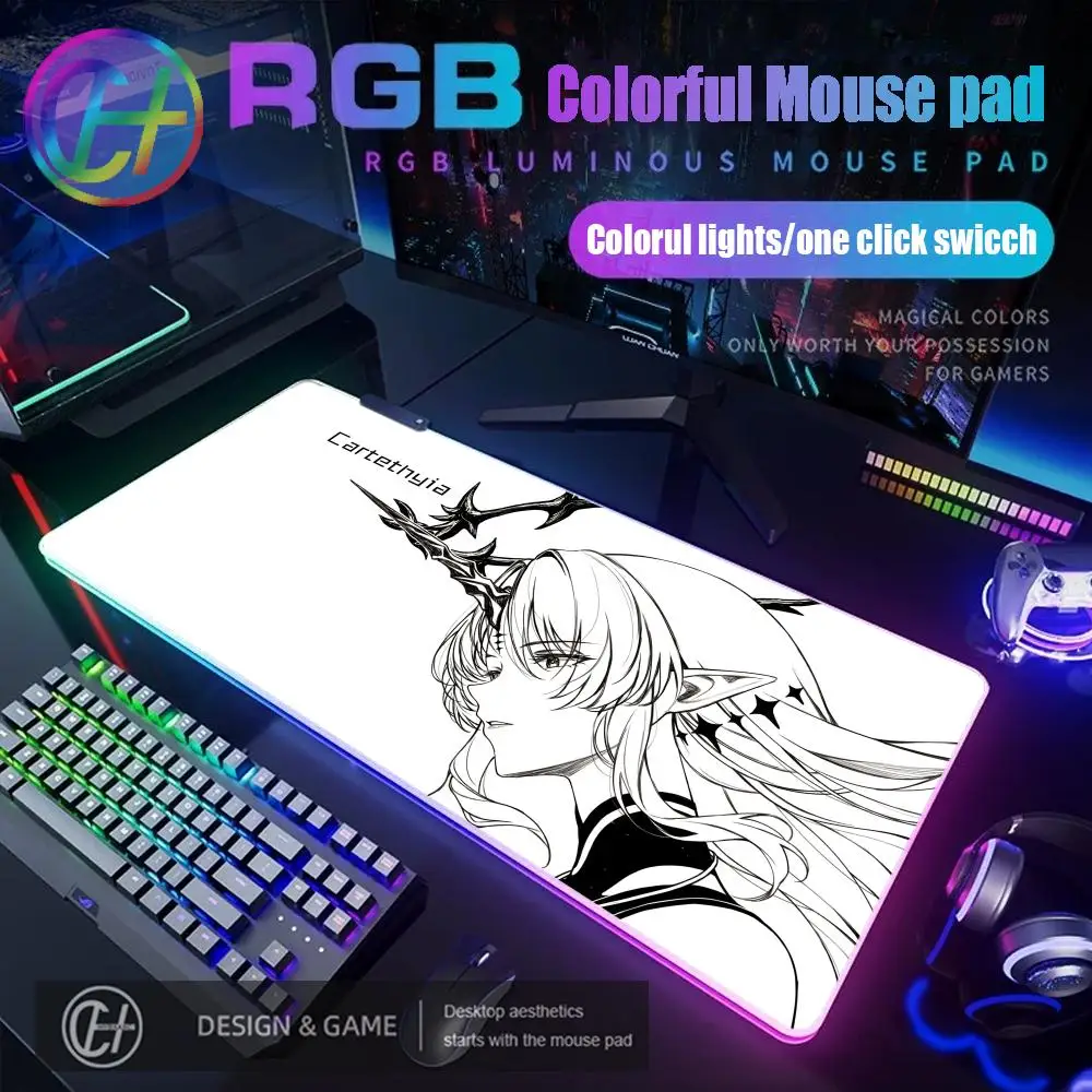 

Большой игровой коврик для мыши Wuthering Waves The Shorekeeper Cartethyia Phrolova с RGB-подсветкой, HD-дизайн, XXL, для геймеров