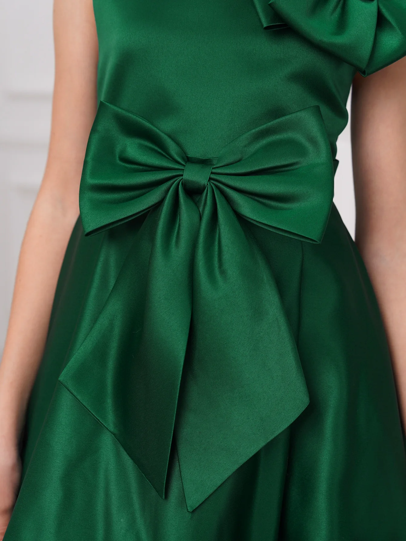 أنيقة الاطفال الفتيات الأخضر عيد الميلاد ازياء زائدة القوس الأطفال الزفاف حفلة موسيقية فساتين السهرة لفتاة فستان وصيفة الشرف 5-14Y #5