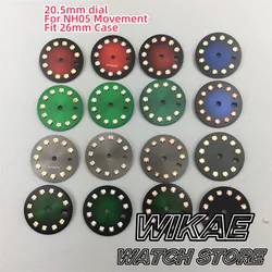 NH05 20.5mm  Sunburst White Mother Pearl  Watch Dial Black Green Blue Brown Gray Fit 26mm NH05 Movement Watch Replacement Parts