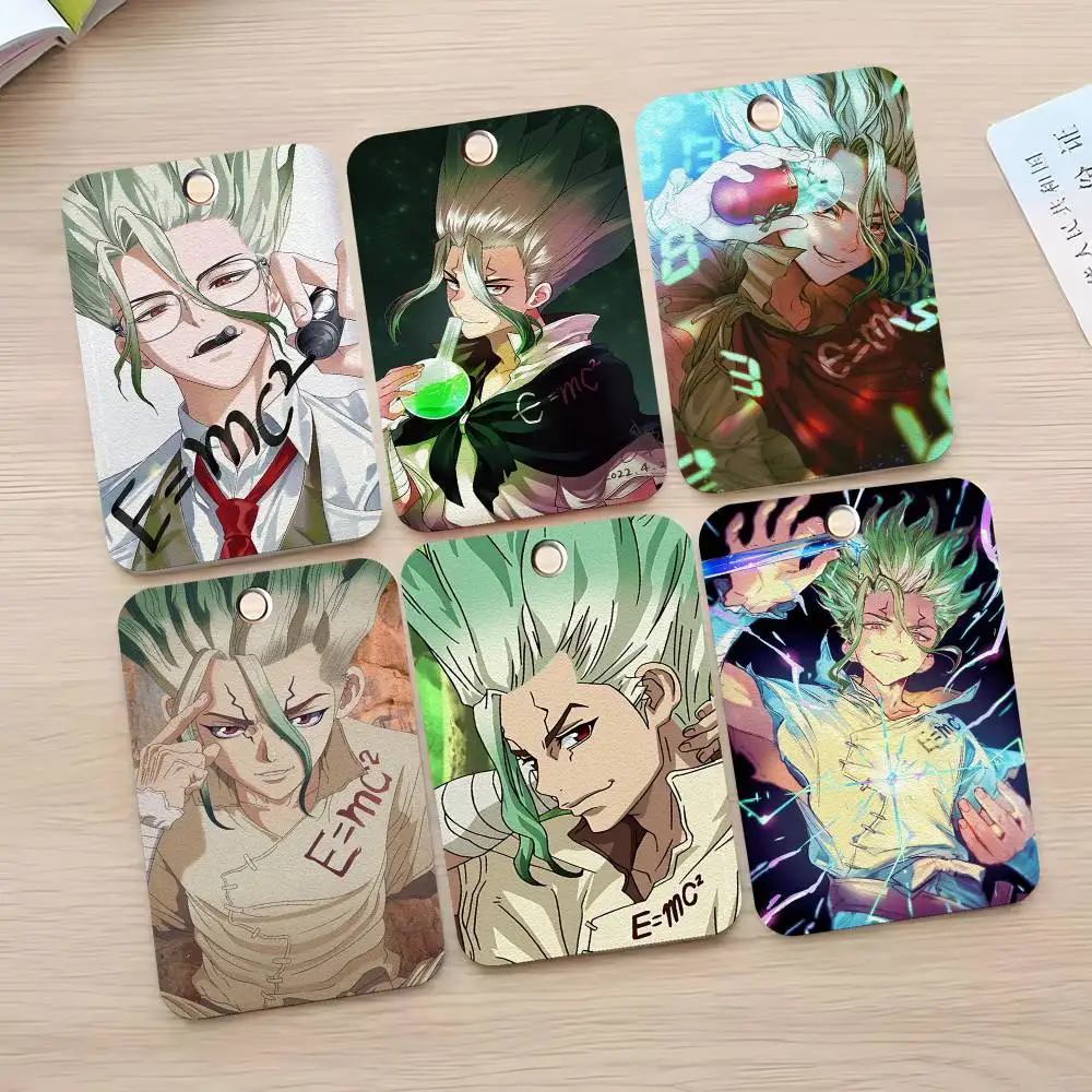 

1 шт., чехол для карты «Доктор Камень», брелок для ключей, сумка для карт доступа, кольцо для ключей, кожаный держатель для карт, кольцо для ключей, доступ