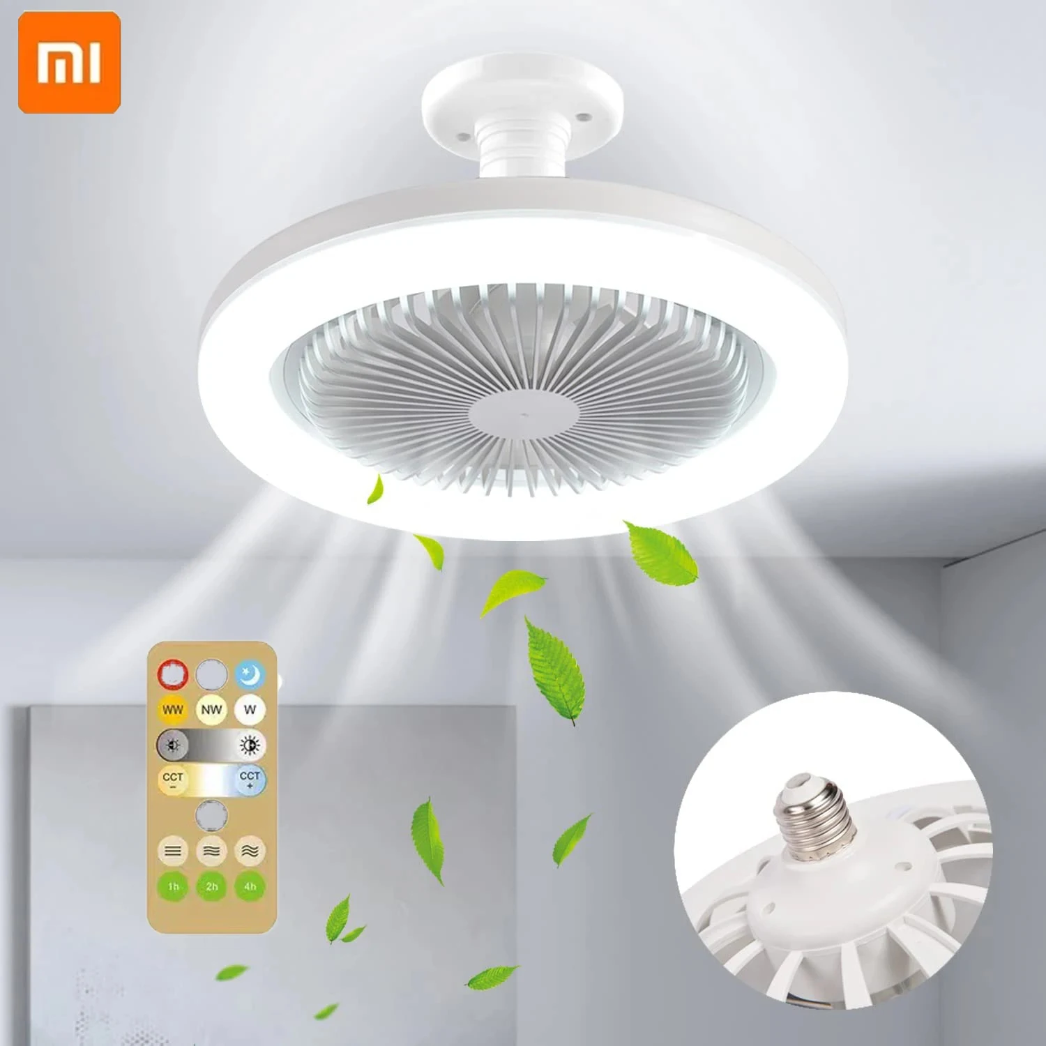 Xiaomi-ventilador de techo con lámpara de iluminación E27, Base convertidora con Control remoto para dormitorio, sala de estar, hogar, ventilador