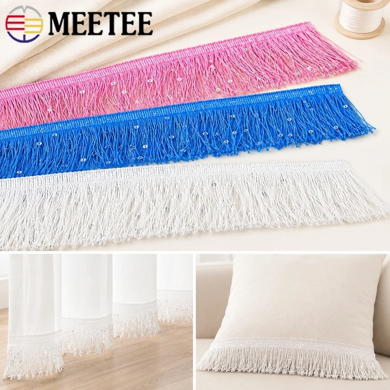 5Meters 10cm Sequin Tassel Fringe Trim Polyester Ribbon for Stage Costume Curtain Cushion Lampshade