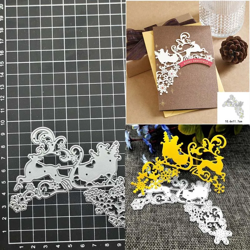 

metal cutting dies cut die mold Christmas deer tree snowflake decoration Scrapbook paper craft knife mould blade punch stencils