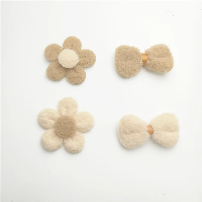 16Pcs Felt Flower And Bowknot Padded Applique For DIY Handmade Hair Clip Hat Crafts Patches Decor Ornament Clothing Accessories