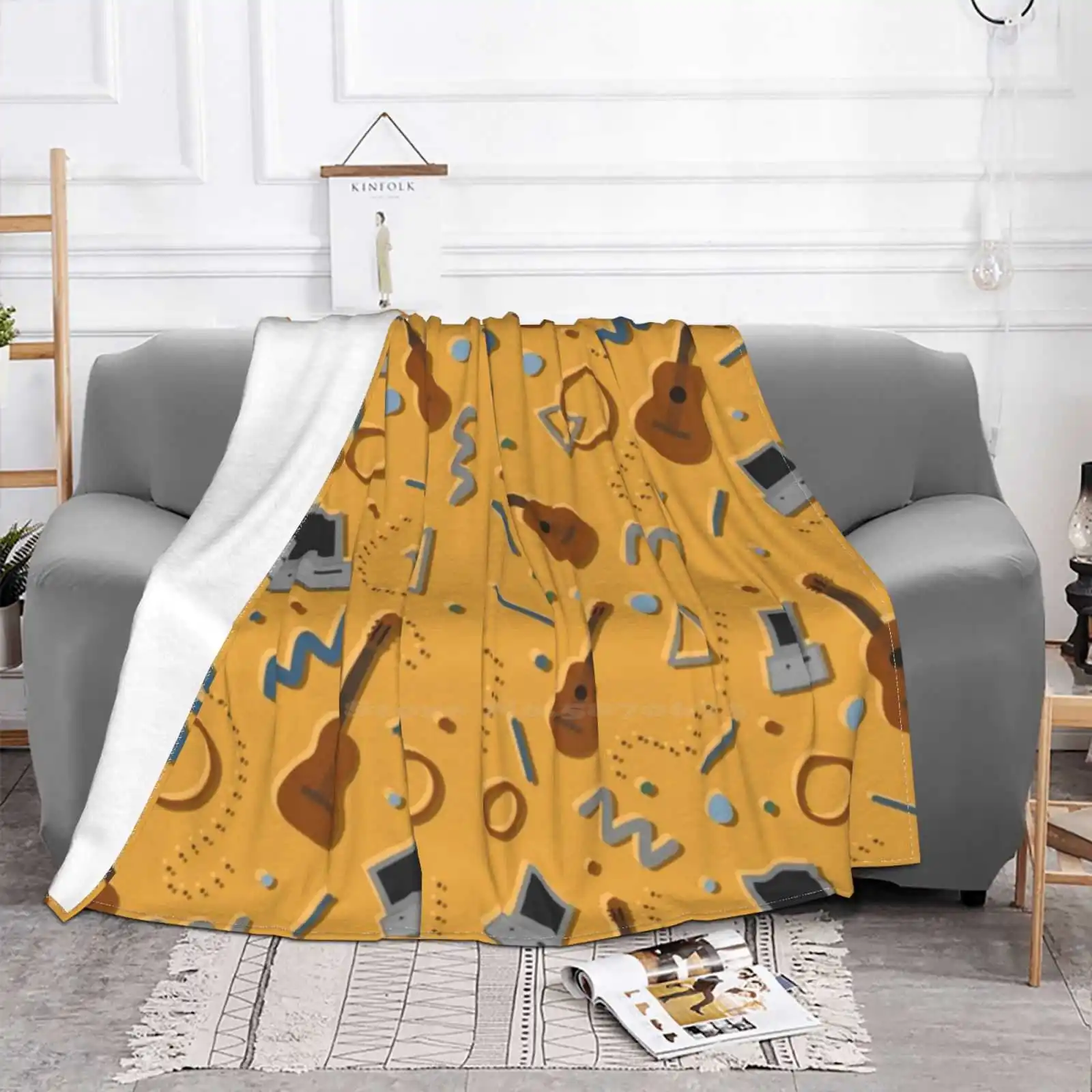 Wilbur Soot Pattern Fashion Soft Warm Throw Blanket Wilbur Soot Pretty Subtle Mustard 80S Pattern Dsmp Dream Smp Art