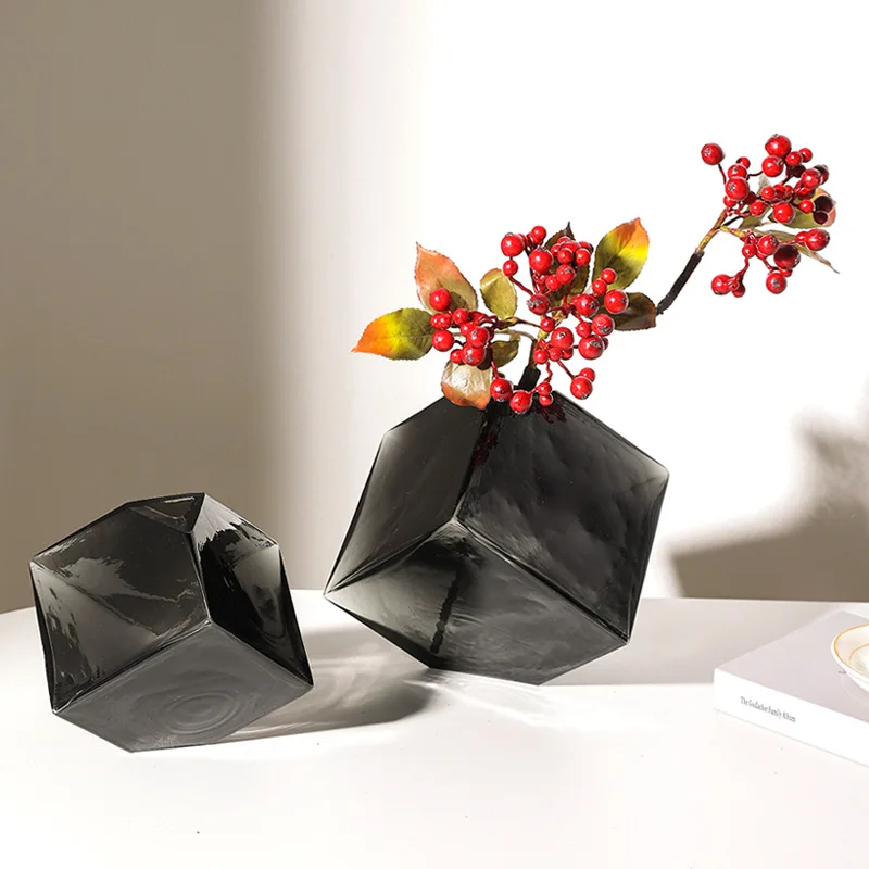 

Creative geometric threedimensional glass soft vase flower ware model house home decoration creative geometric craft flower ware