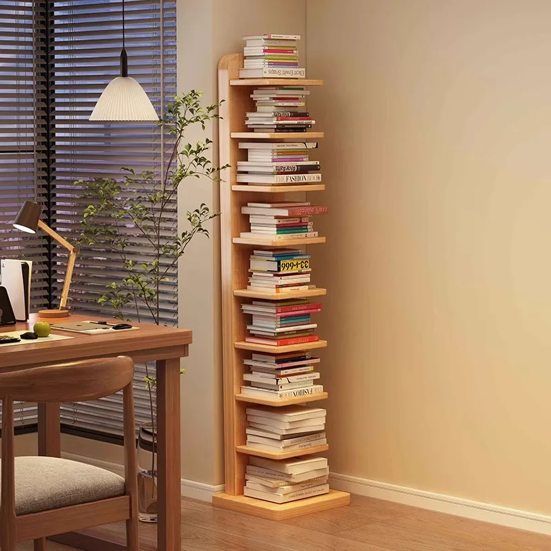 

Solid wood bookshelf Floor shelf Narrow slit cabinet Household table Corner bookcase