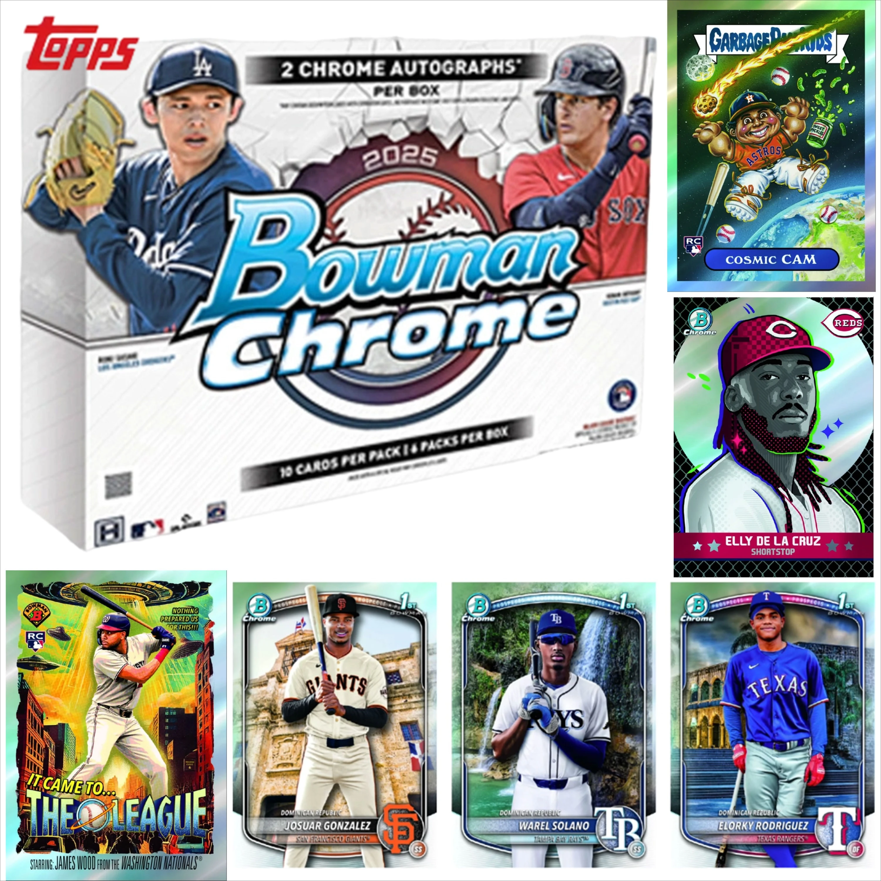 

Коллекционный набор Topps 2025 Bowman Chrome Hobby Box: Бейсбольные карты с автографами Superfractor и SP-картами — самые популярные вирусные карты MLB