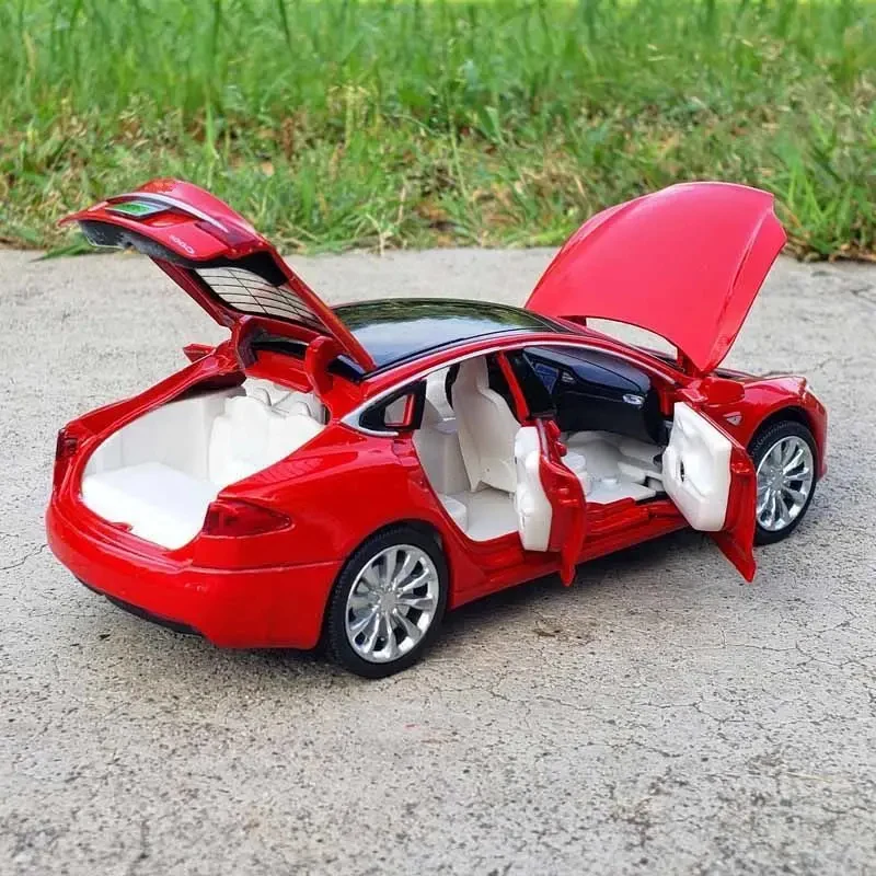 1:32 Model S Model 3 Alloy Car Model Simulation Diecasts Metal Toy Car Vehicles Model Collection Sound and Light Childrens Gifts