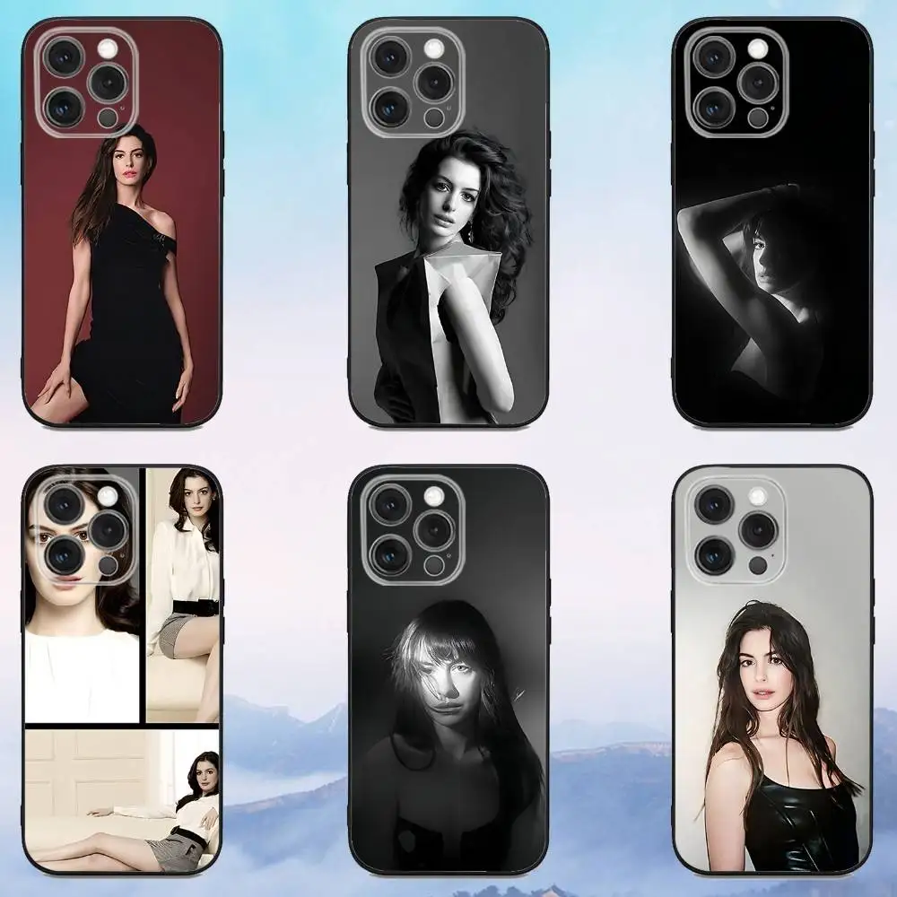 

A-Anne Actor H-Hathaway Phone Case For iPhone 17,16,15,14,13,12,Pro,Max,Plus,E,SE4,Air,Mini Black Soft Cover