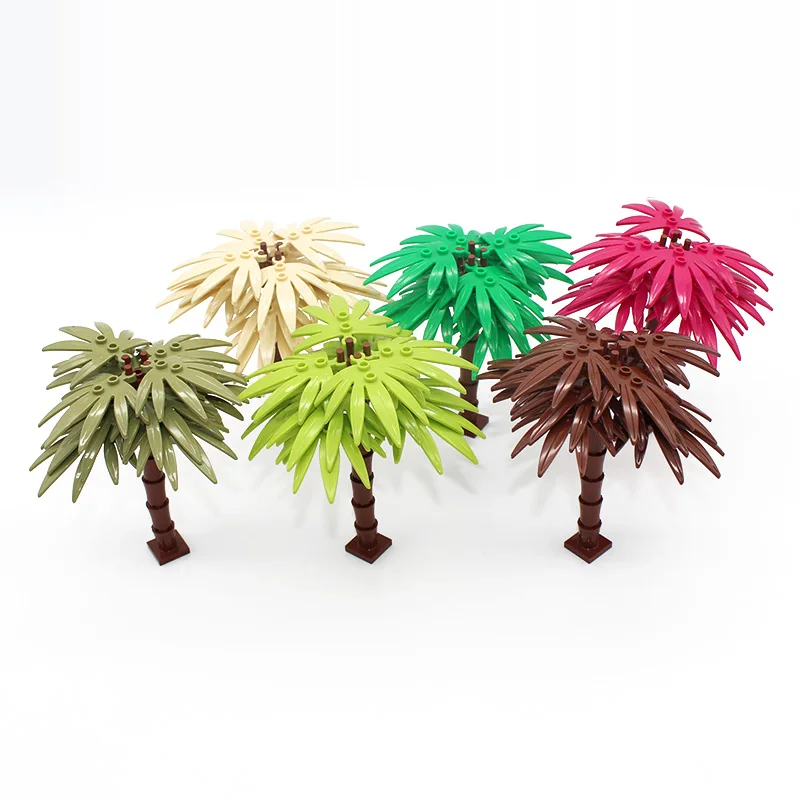 Blocchi da costruzione fai-da-te con palme e pino delle nevi – Mattoni per scene tropicali e palme invernali, compatibili con Lego, divertenti giocattoli creativi