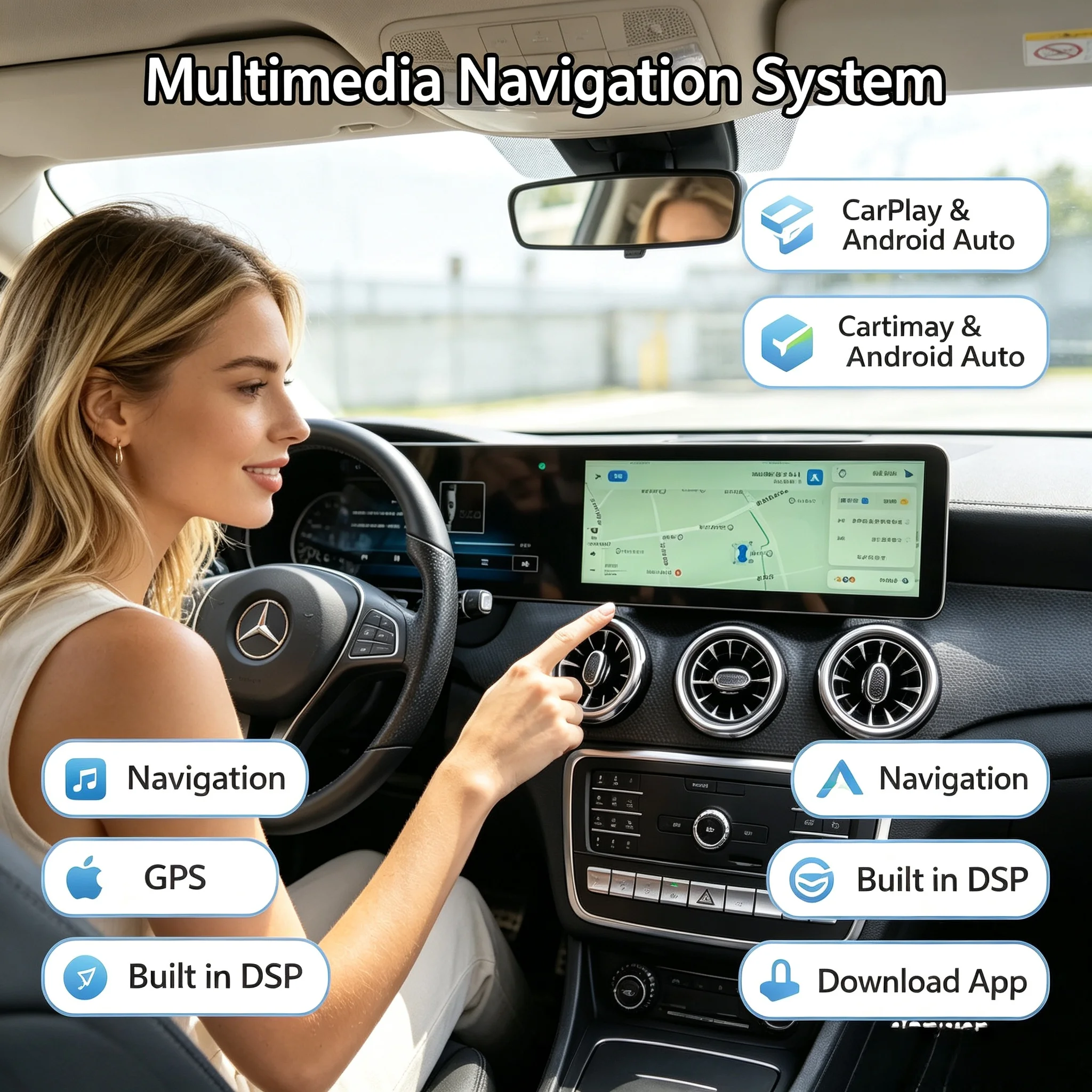 Dual Screen For Mercedes Benz A Class CLA GLA W176 C117 X156 W463 W246 Android Auto Car GPS Multimedia Player Carplay Stereo 4G