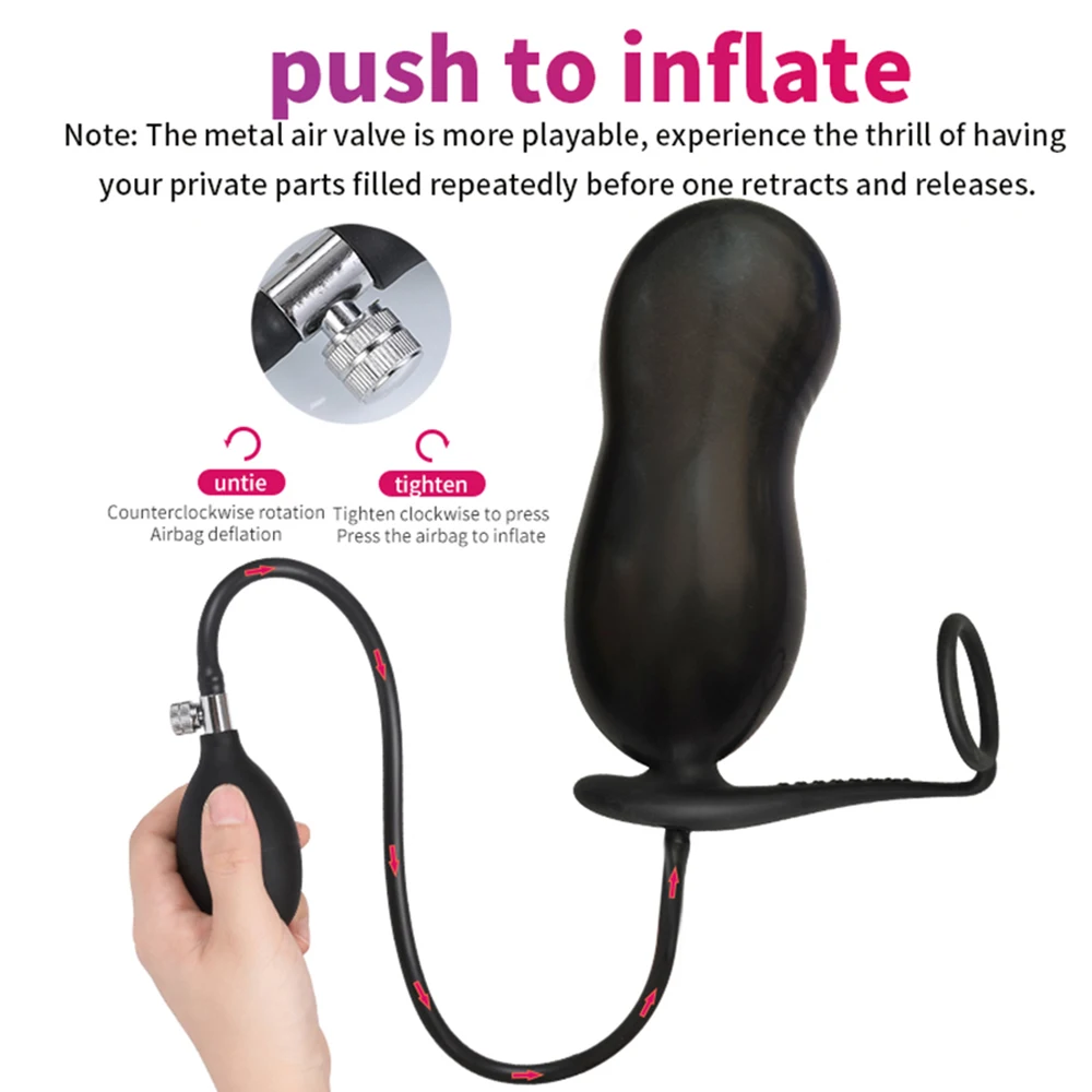 Inflatable Anal Plug With Penis Ring Stimulate Sex Toys For Men Women Anus Ass Butt Dilator Prostate Massager G Spot Stimulator