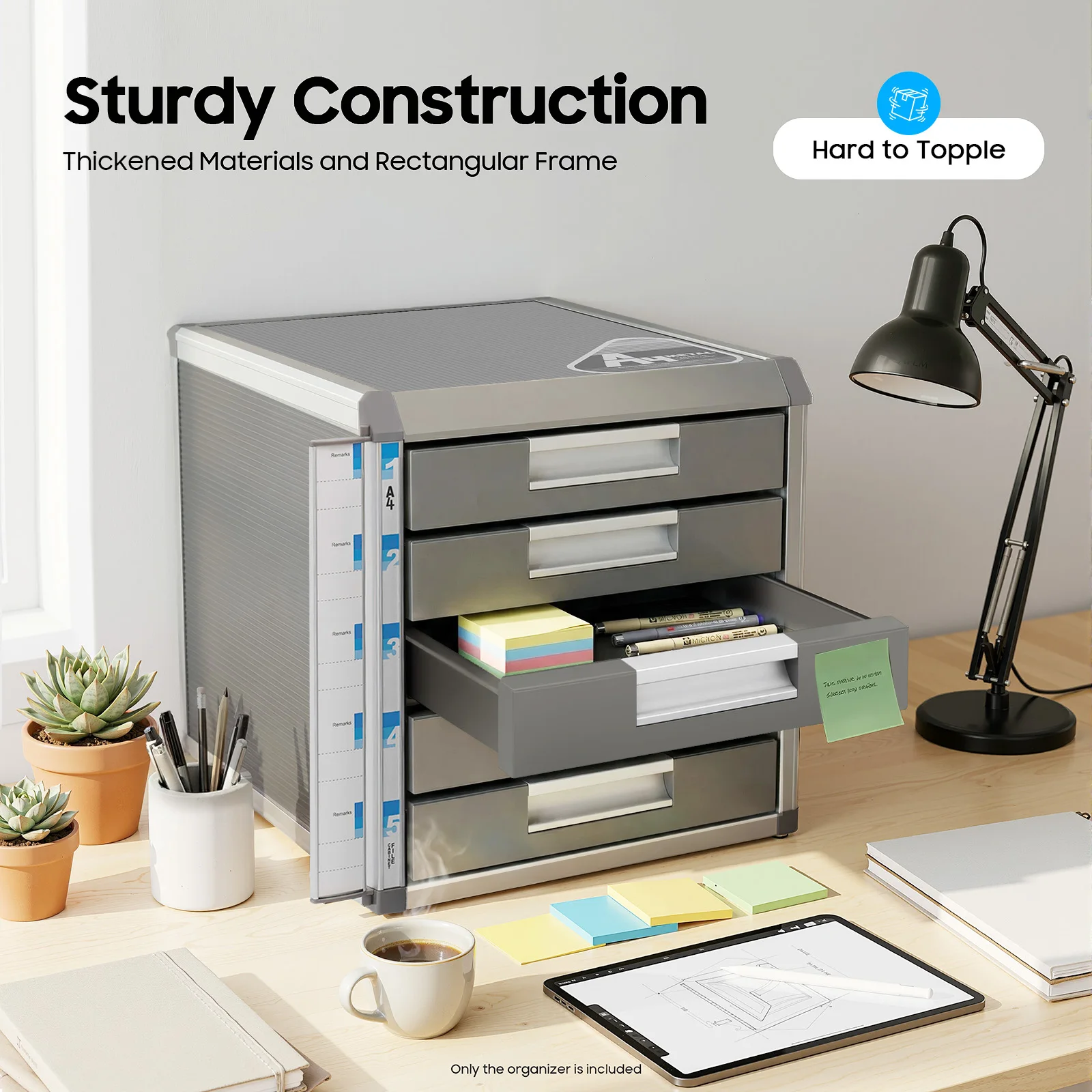 

Настольный органайзер с 5 ящиками из алюминиевого сплава, запираемый шкаф для документов формата А4, для офиса и дома