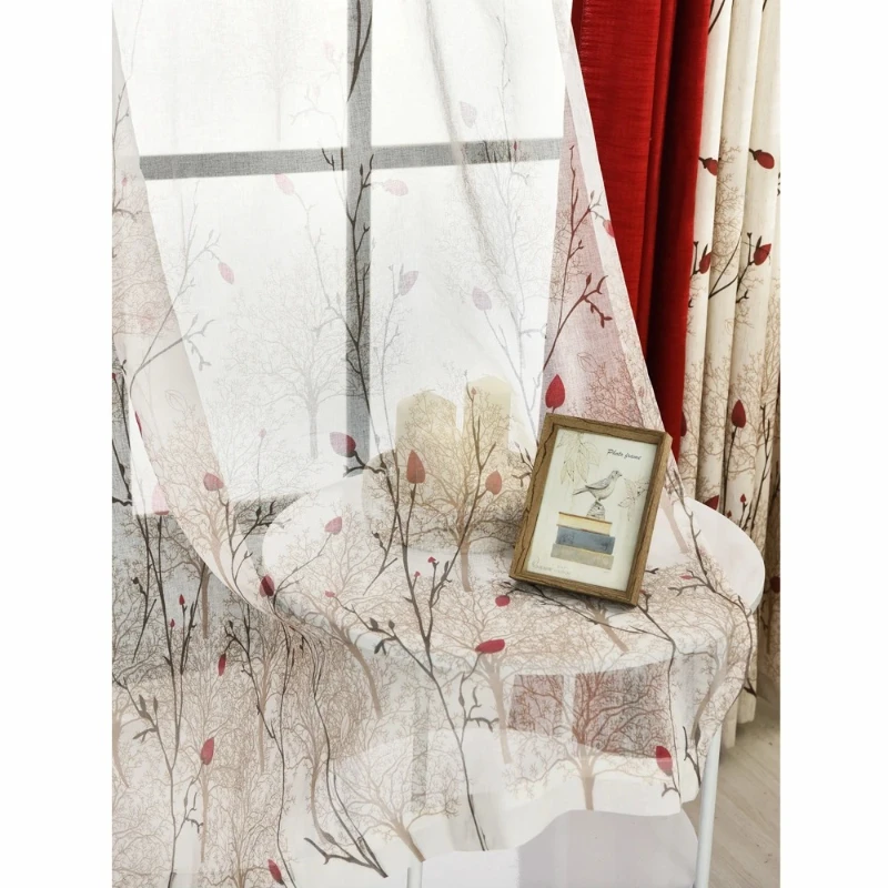 

Красные шторы для гостиной, шторы для спальни, садовые хлопковые готовые ткани, льняные шторы, простые пасторальные занавески