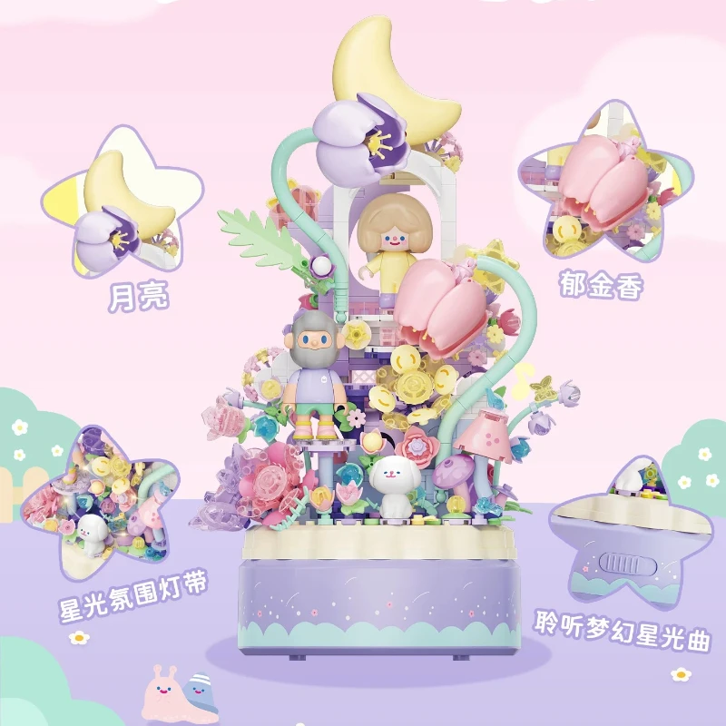 

RiCO and FARMER BOB Are Looking for Unicorn Eight Music Boxes Building Blocks Puzzle Toy Decoration Assembly Children's Gift