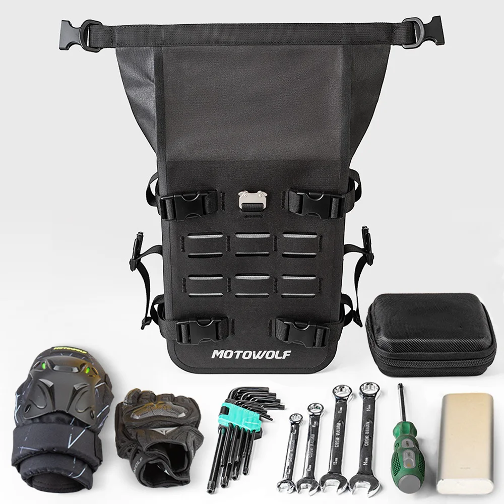 Motorcycle Bumper Bag Waterproof 6L Universal Motorcycle Side Frame Bag with Internal Support Travel Luggage Tool Box