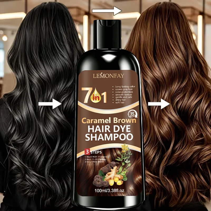 Hair Dye Shampoo 3‑in‑1 Instant Hair Color Shampoo Long Lasting Grey Hair Coverage Natural Hair Coloring for Women Men Home Use
