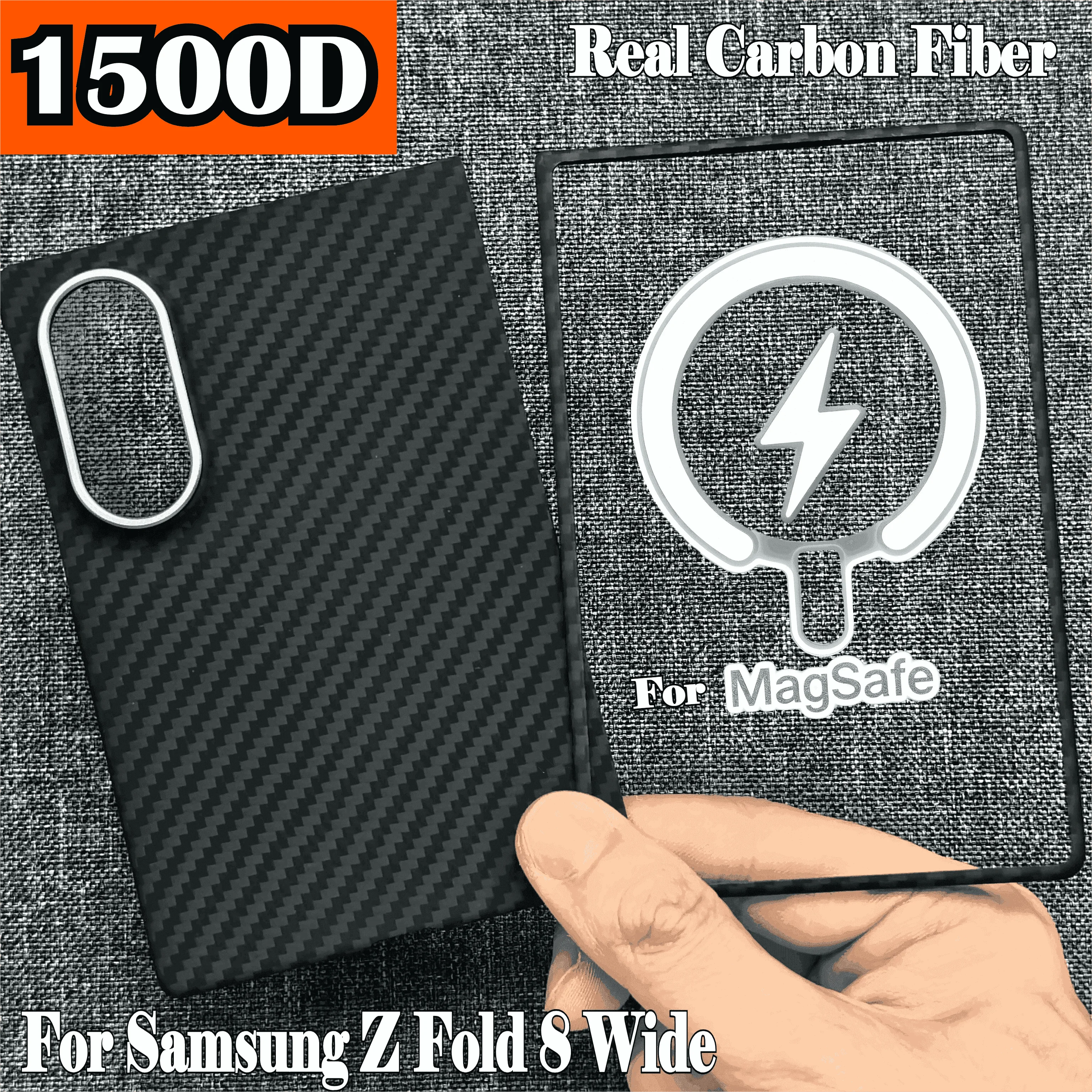 

1500D Ultra-Thin Real Carbon Fiber for MagSafe Magnetic Case for Samsung Z Fold 8 Wide ShockProof Metal Ring Lens Protect Cover