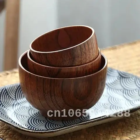 

Japanese Style Wooden Bowl Wood Rice Soup Bowl Salad Bowl Food Container Large Small Bowl For Kids Tableware Wooden Utensils