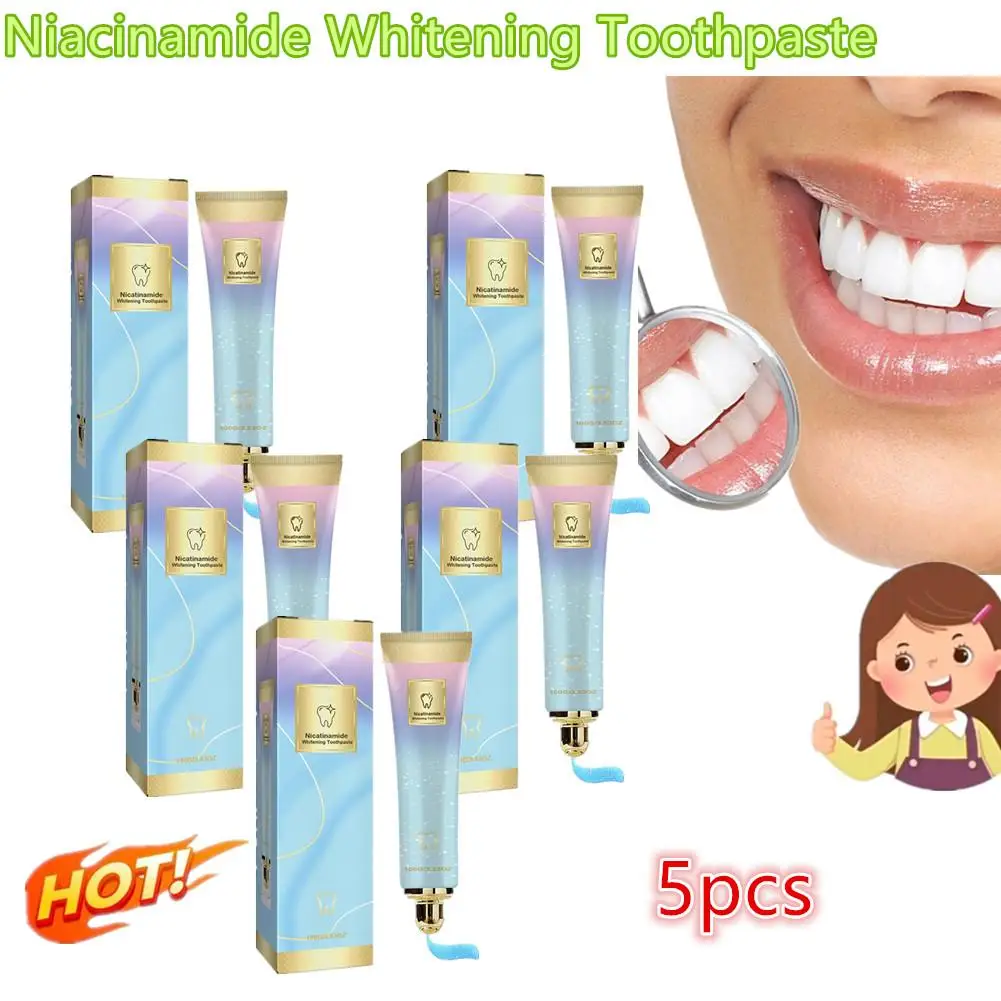 5X100g  Niacinamide Whitening Toothpaste Oral Cleaning Teeth Cleaning Brighten Teeth Teeth Care Refreshing Breath Toothpaste