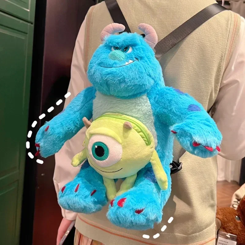 Disney Monsters Inc Plush Backpacks Anime Figure James P. Sullivan Mike Wazowski Cosplay Plush Toy Throw Pillow Backpack Gifts