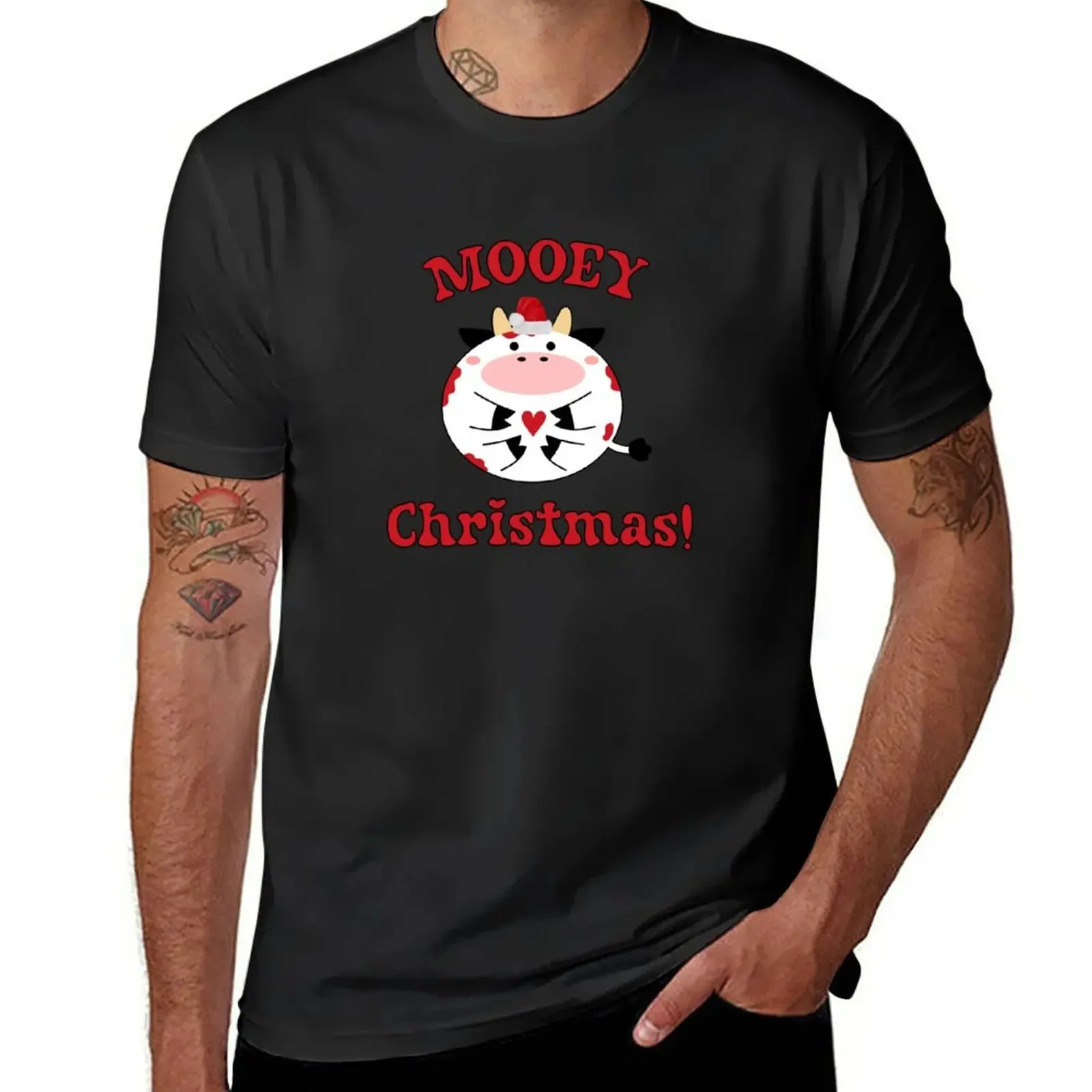 Mooey Christmas Xmas Highland Cow Santa Hat Love Christmas T-Shirt vintage clothes cute tops mens funny t shirts