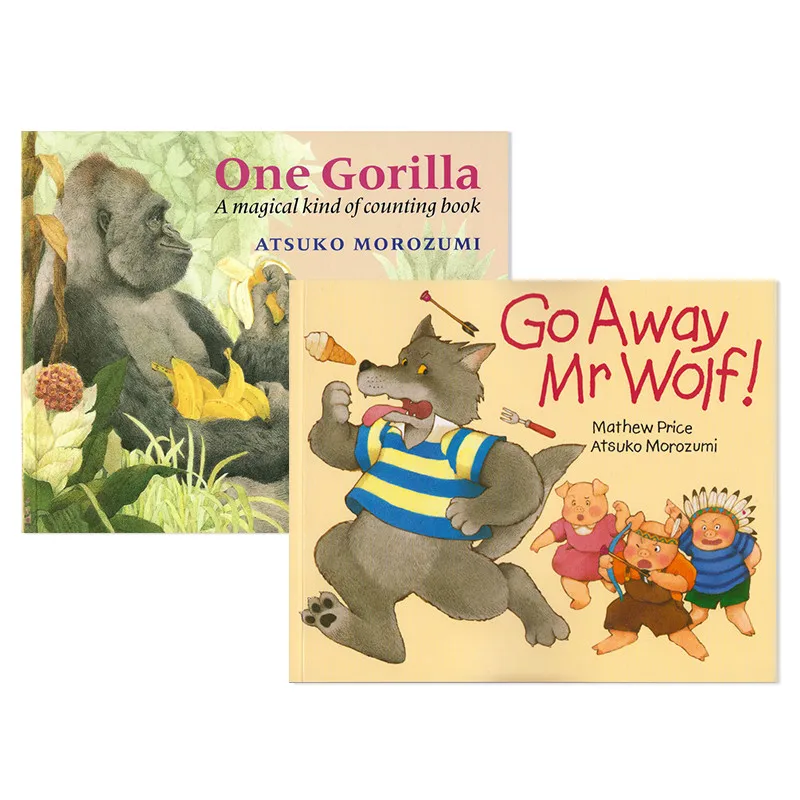 

2Pieces Go Away Mr Wolf & One Gorilla Original English Picture Books Classical Story Children Reading Book Early Education Book