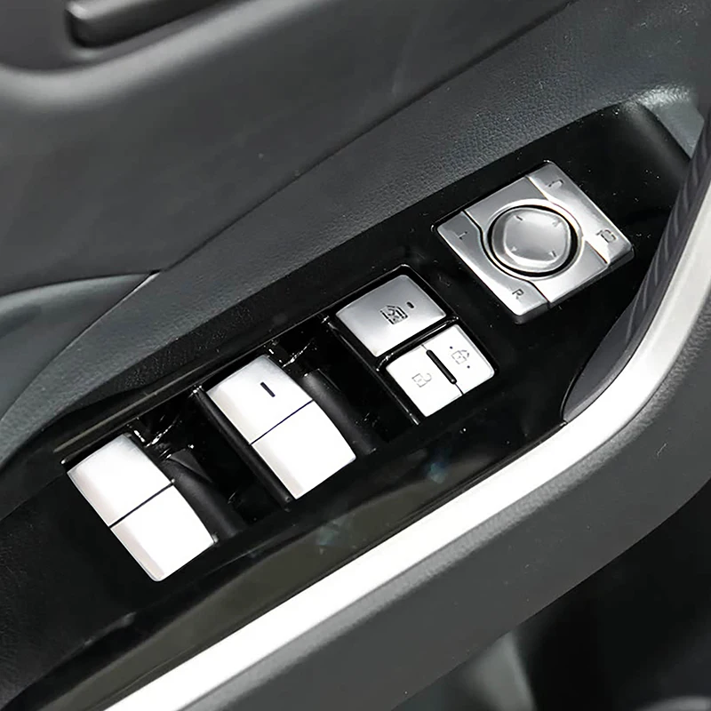 

Aluminium Alloy Window Glass Lifting Buttons Decals Decoration Cover Trim For Toyota RAV4 2020-2024 Styling Interior Accessories