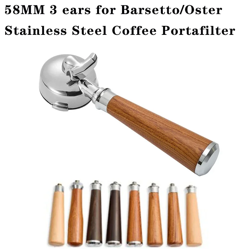 58MM 3 Ears Stainless Steel Coffee for Portafilter Barsetto/Oster Single/double Spout Coffee Handle Filter Coffee Accessories