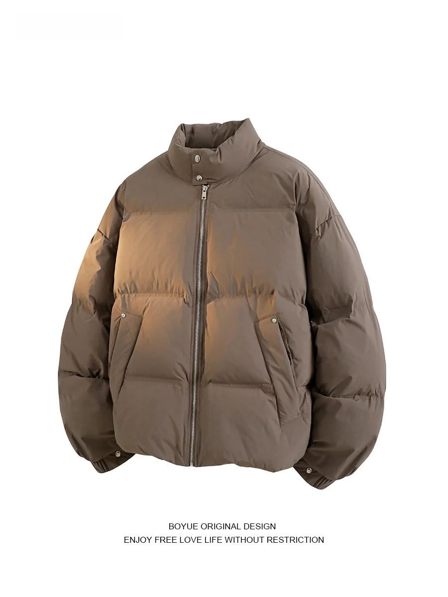 

Зимняя однотонная повседневная куртка Boyue с воротником-стойкой, теплая, в стиле ретро, для отдыха, модная молодежная верхняя одежда из нейлонового волокна