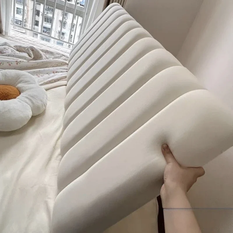 

Cream wind bedside soft bag leather cushion simple