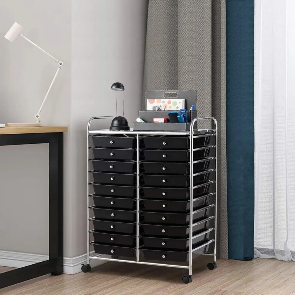 20 Der Rolling Storage Cart Tools Scrapbook Paper Oice School Organizer (25 x 15 x 35 Inch, Black)