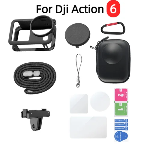For Dji Osmo Action 6 Camera Accessory Kit Lens Guard/Silicone Protective Cover/Screen Protectors/Case/Magnetic Adapter Base