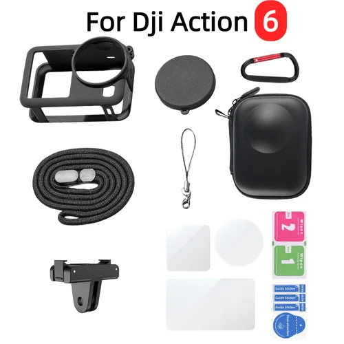 Kit de accesorios para cámara Dji Osmo Action 6, protector de lente/cubierta protectora de silicona/protectores de pantalla/funda/Base adaptadora magnética
