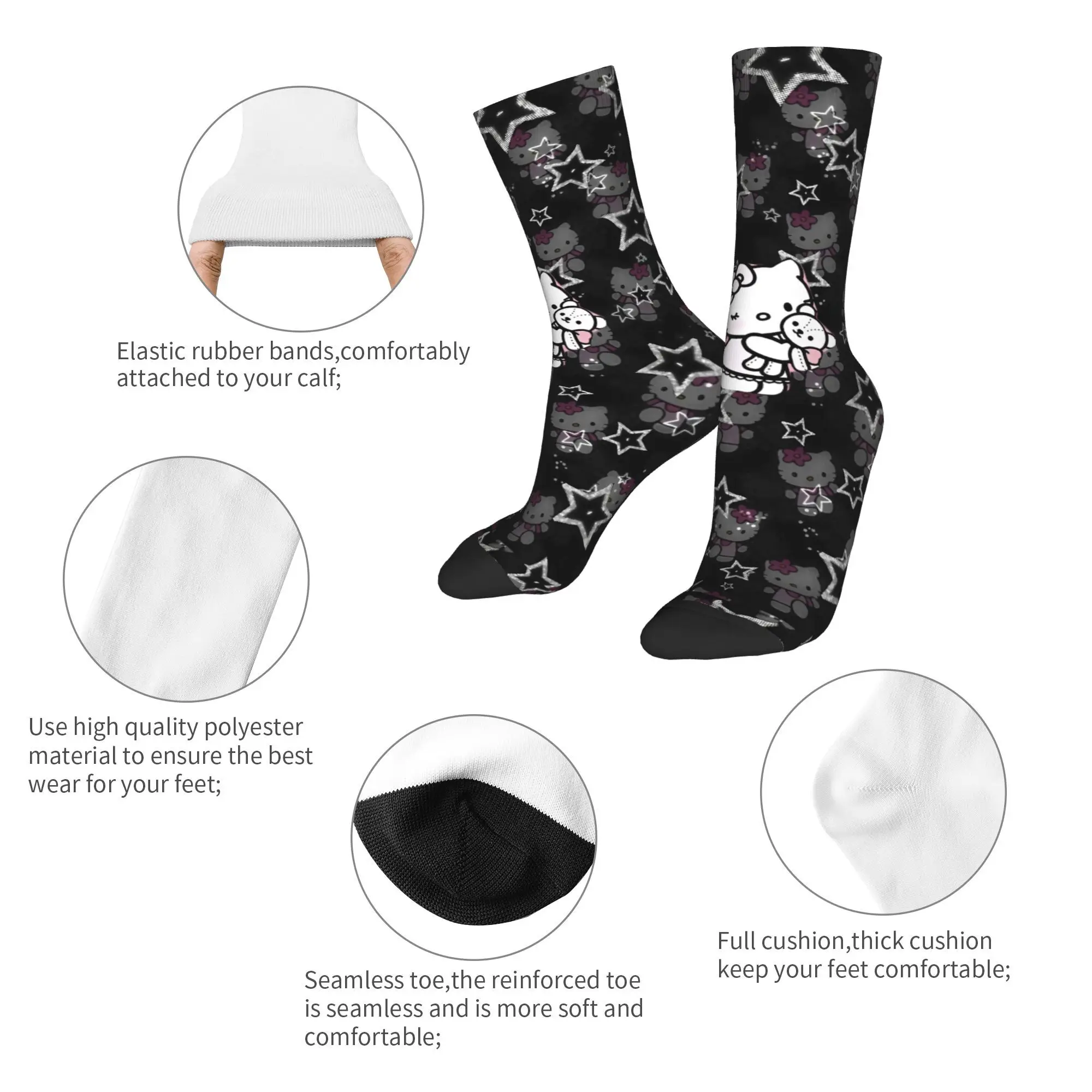جوارب ستار دودل هالو كيتي جوارب جرافيك مضادة للعرق جوارب رجالية قابلة للتنفس للخريف جوارب هاراجوكو لركوب الدراجات #6