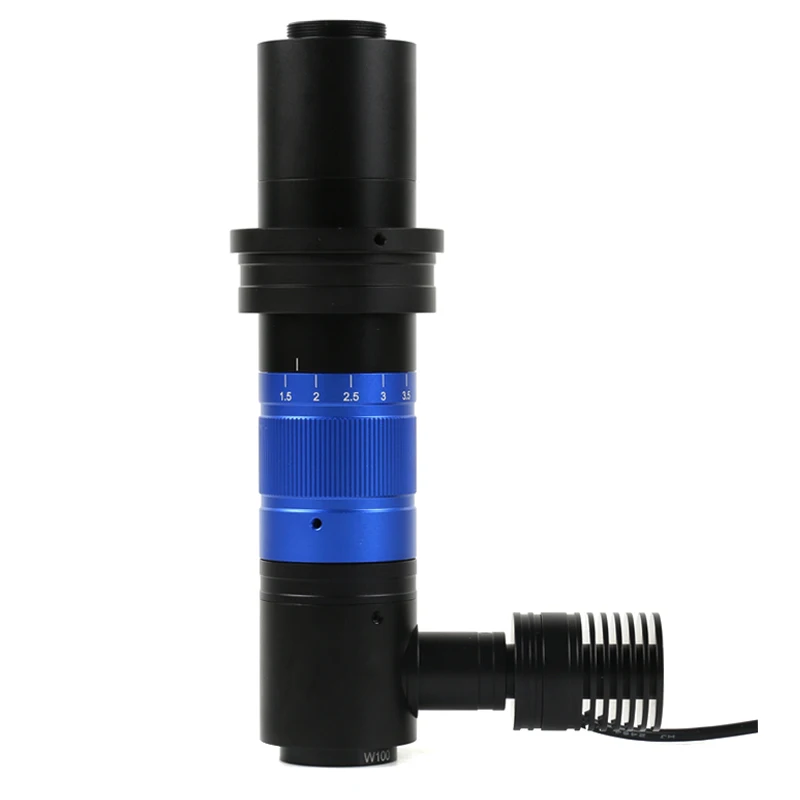 600X Zoom Coaxial Optics Microscope Monocular Lens Coaxial Light Adapter with Point Light Source For LCD Glass Ore Metal Surface