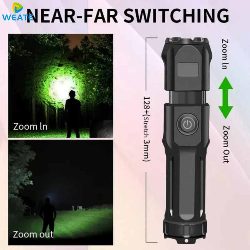 Powerful LED Flashlight 100000 Lumen Tactical Flashlights Rechargeable USB 18650 Waterproof Zoom Fishing Hunting LED Flashlight