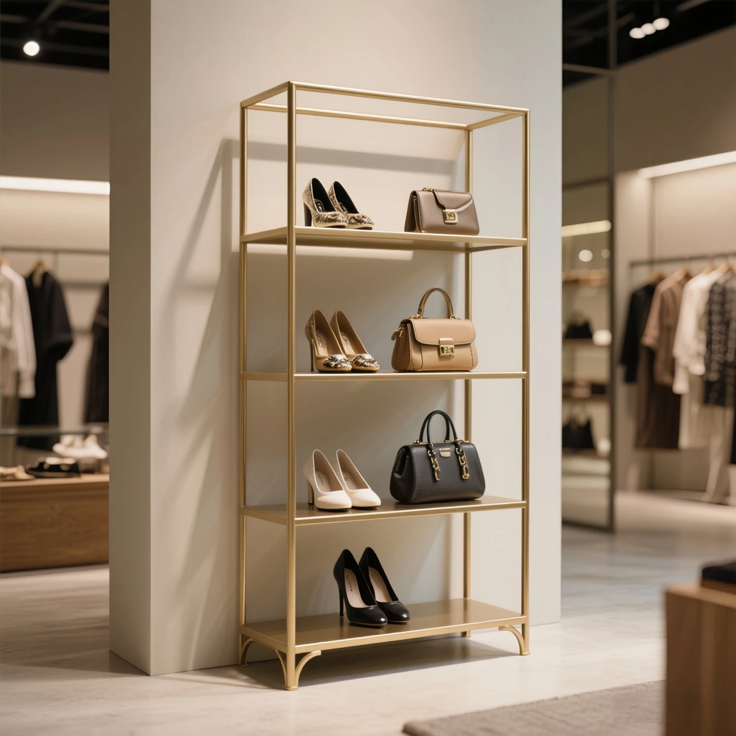 

Clothing store display rack Floor shelf Multi-layer shelf Shelf Shoe bag display rack Shoe store shoe display