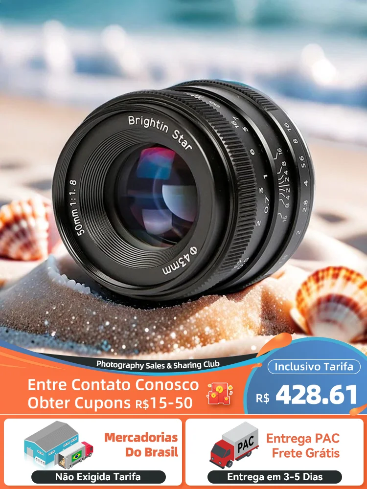 Brightin Star 50mm F1.8 mirrorless camera portrait fixed focus lens for Sony E Fuji XF Nikon Z  M4/3 Canon EOS-M Mount  50 1.8