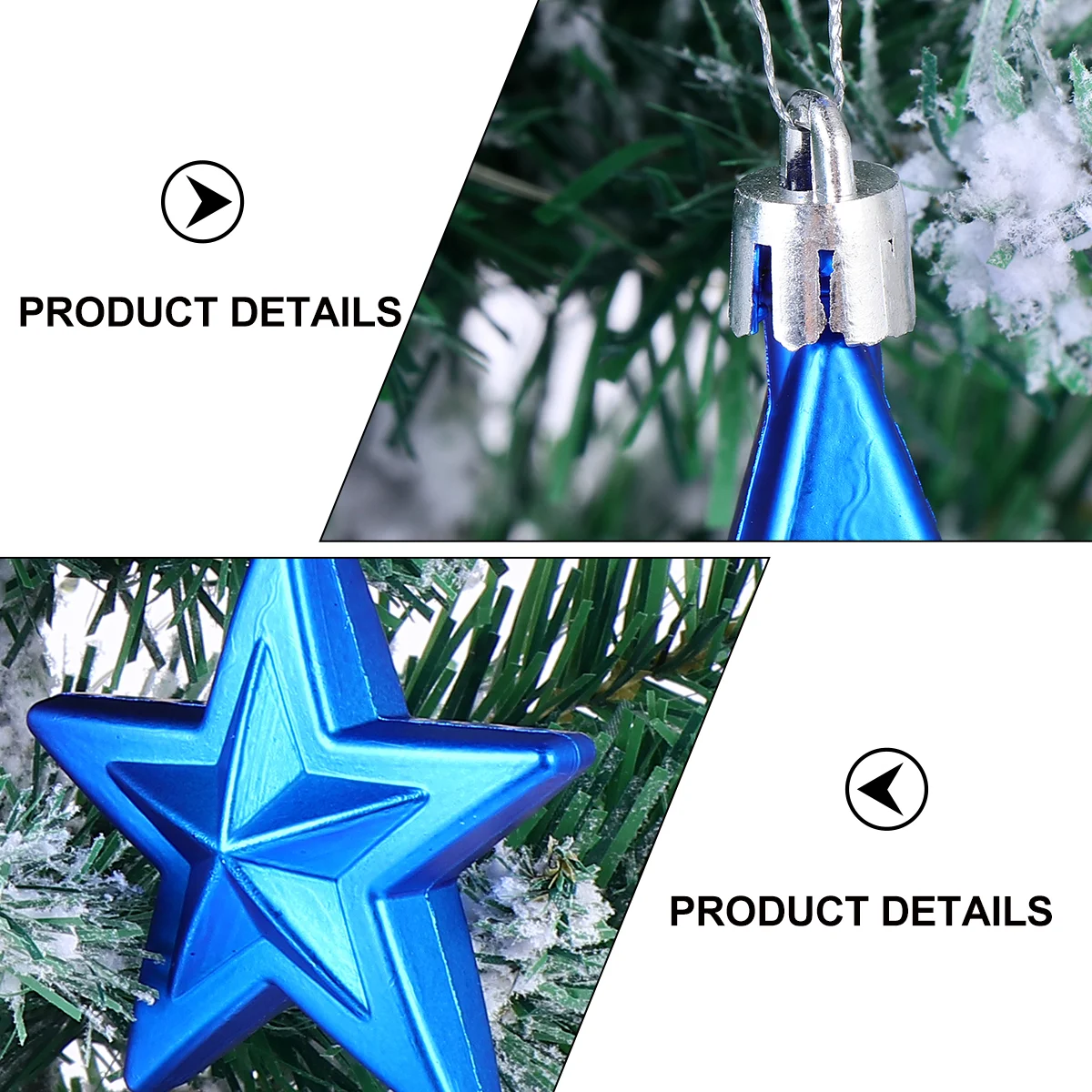 18 Pcs Toppers Christmas Tree Decorations 7cm Three-dimensional Five-pointed Star Hanging