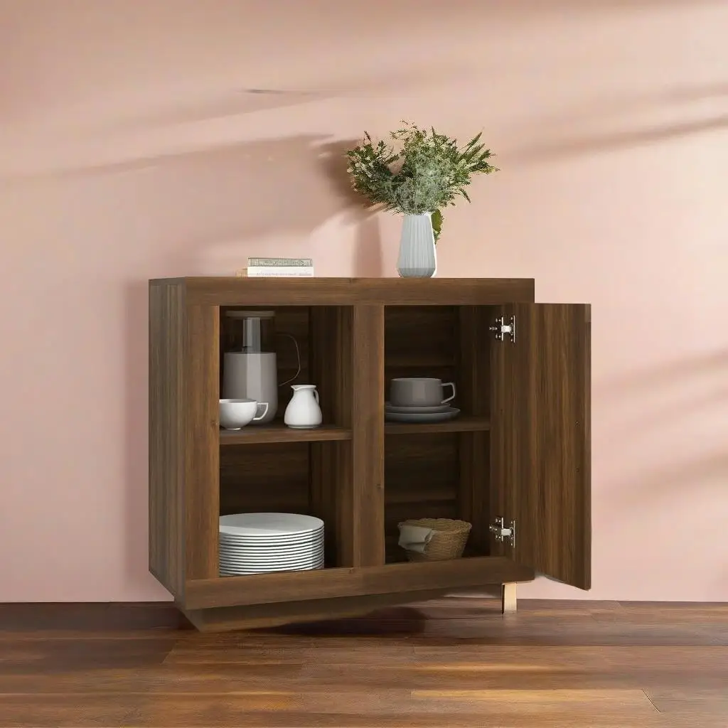 Modern Brown Oak Sideboard - Stylish Storage Solution for Home & Office