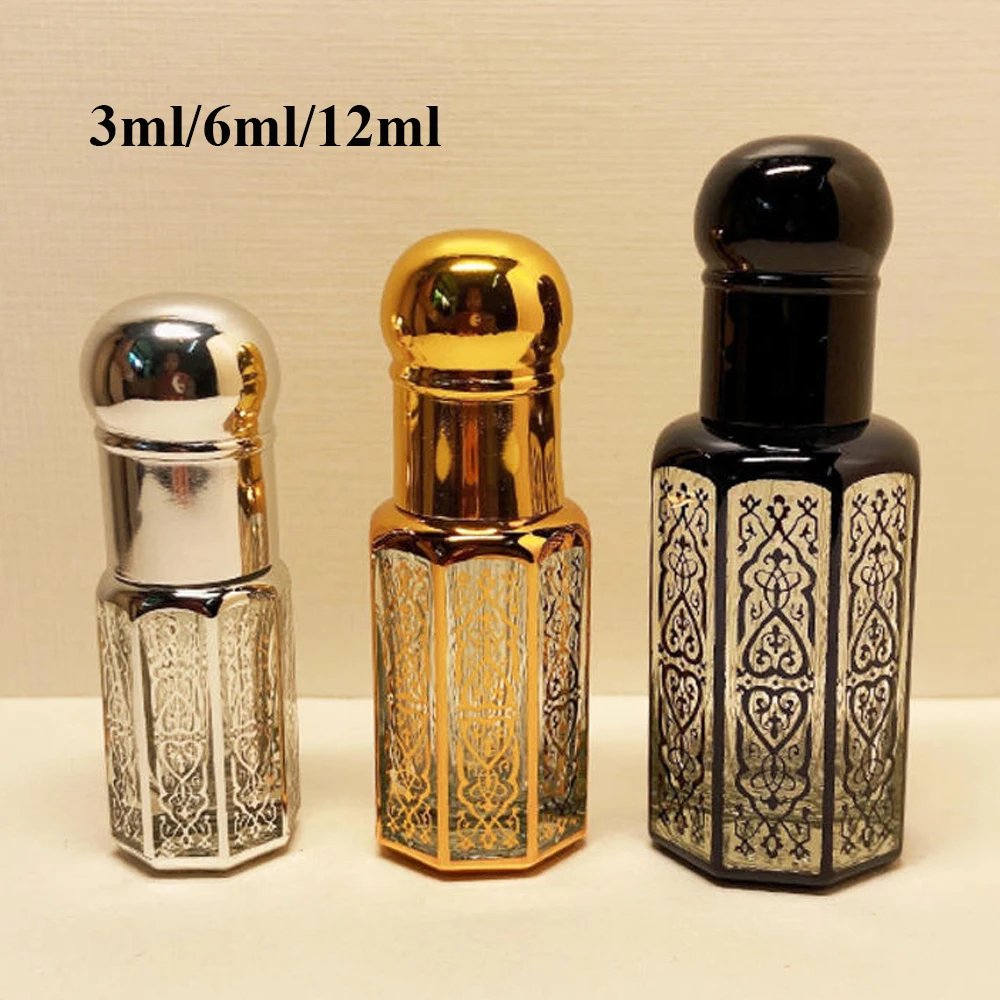 3/6/12ml Luxury Refillable Essential Oils Bottles Empty Perfume Bottle Portable Dropper Bottle Vintage Bronzing Liquid Container