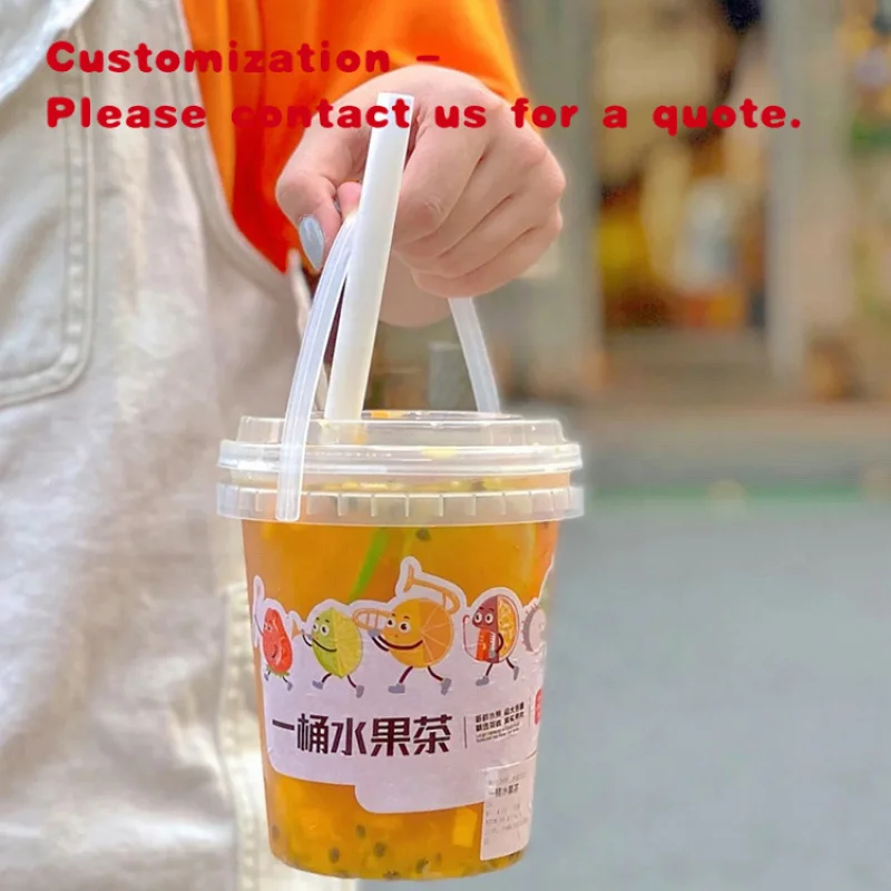 custom.LOKYO Custom Plus Size 700ml 1000ml Portable Fruit Plastic Bubble Milk Tea Cup